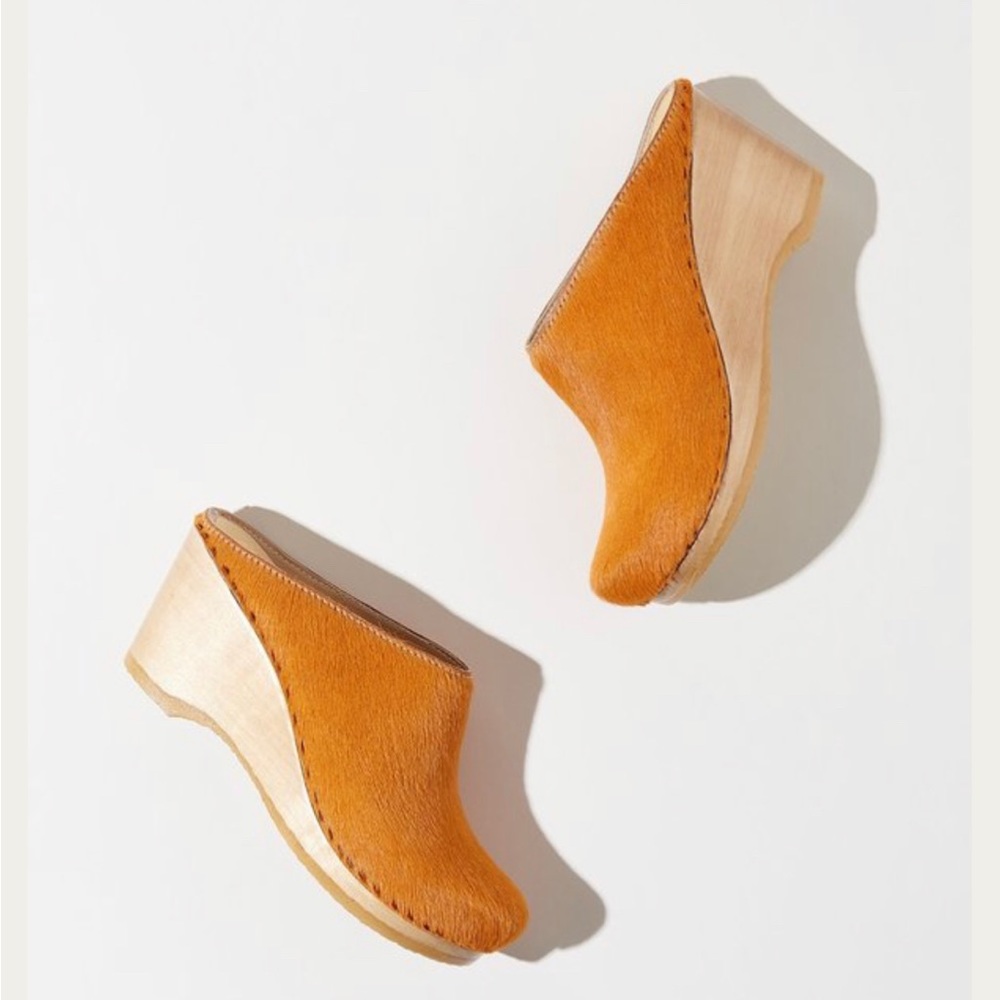 No. 6 wedge clog - orange pony hair.